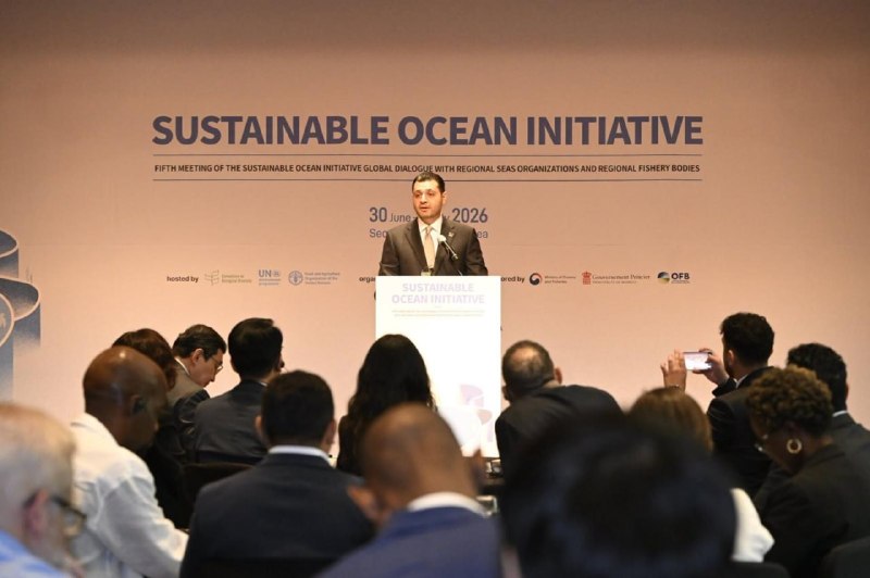 Амбарцум Матевосян выступает на форуме Sustainable Ocean Initiative в Сеуле